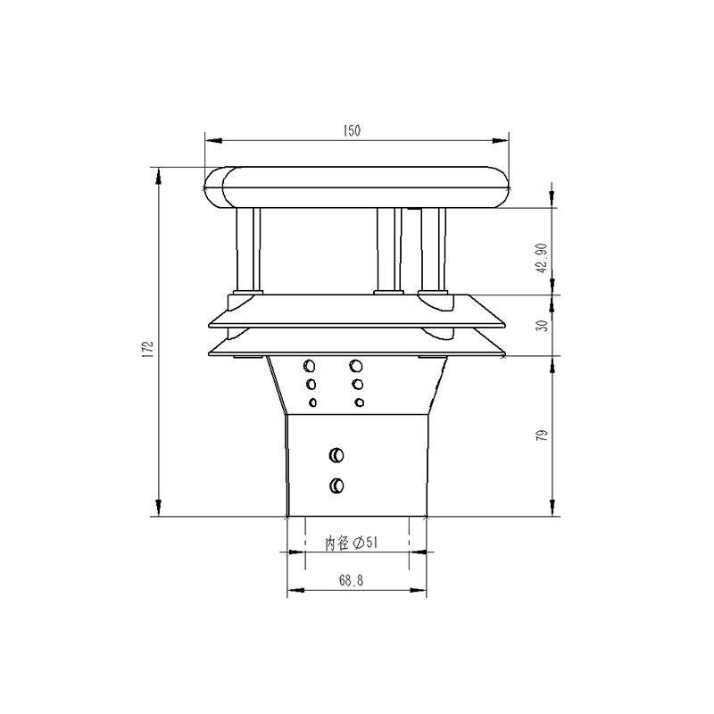 風(fēng)速風(fēng)向測量儀產(chǎn)品尺寸圖